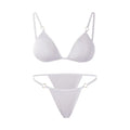 Vacation Woman Girl Solid Color Metal Buckle Sling Backless Split Swimwear Bikini Set Two Piece Swimsuit