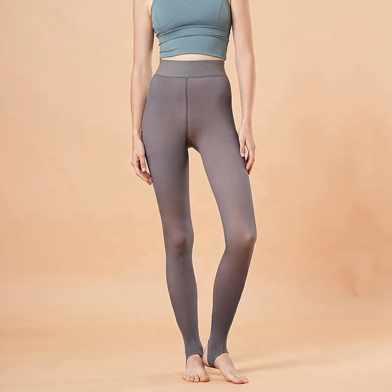 Women Thermal Leggings Winter Warm Sexy Elastic Translucent Pantyhose Female Fleece Thermal High Waist Slim Thicken Tight Pants