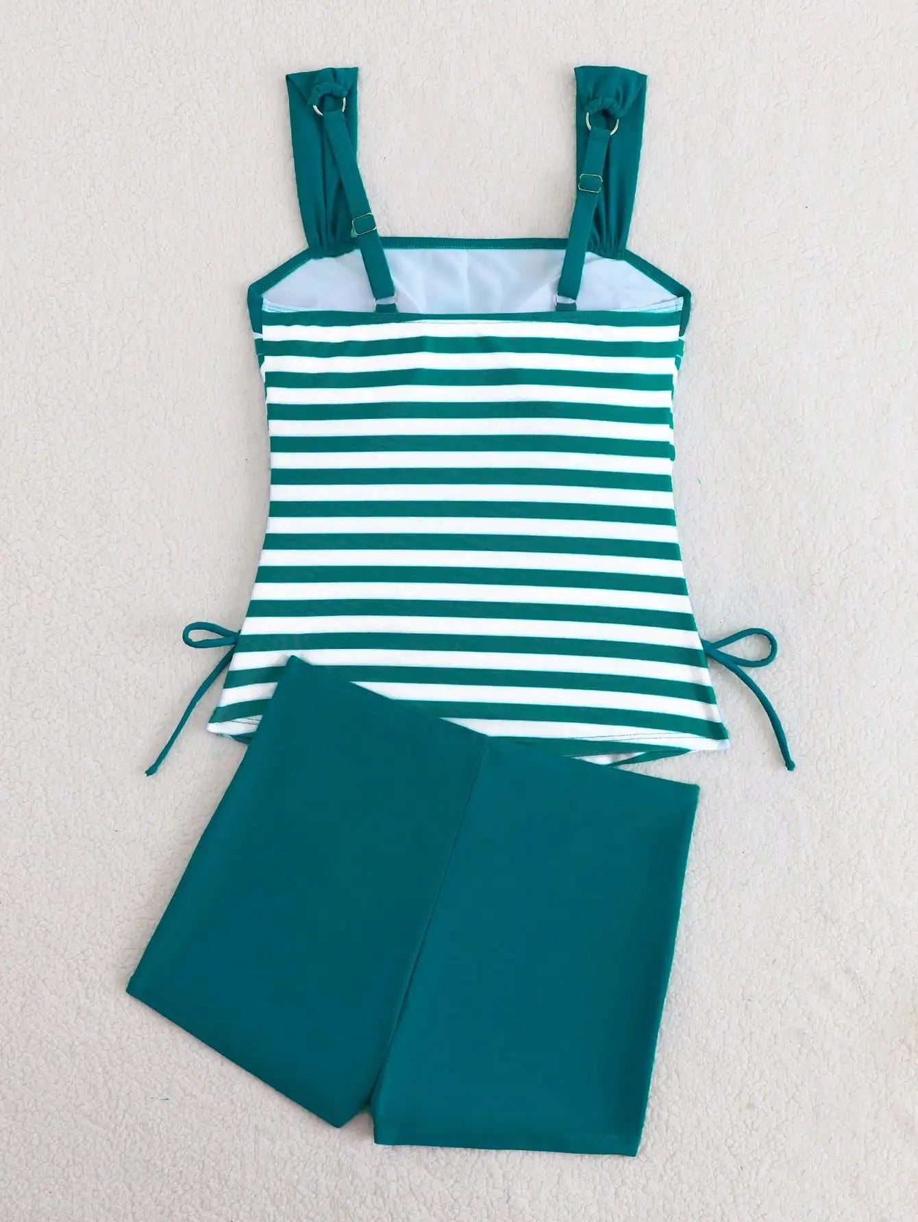Women Striped Tankini Swimwear 2 Piece Set Beach Vacation Pool Party