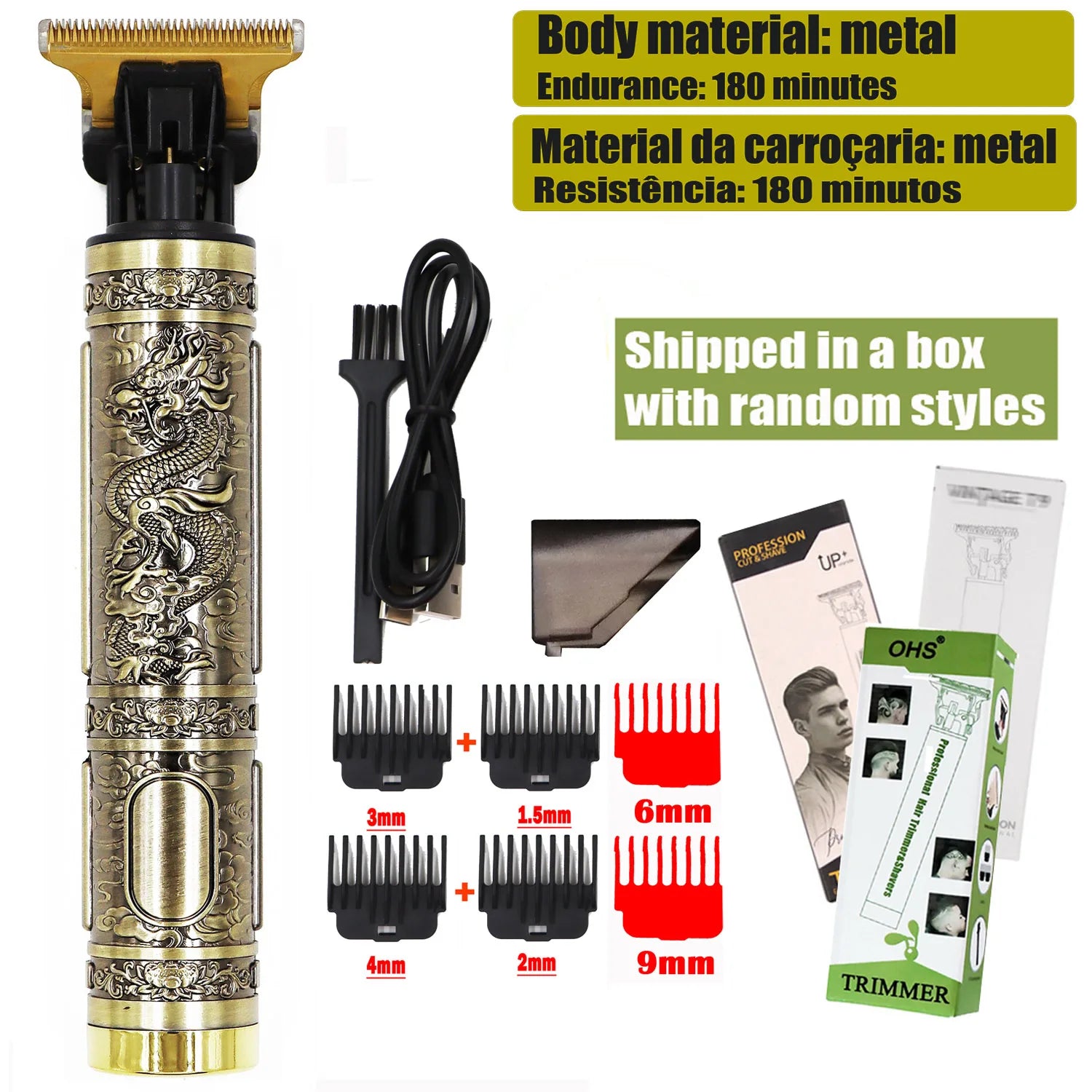 OHS Rechargeable  Vintage T9 Cordless Hair Cutting Machine Electric Shaver For Man Hair Clipper Barber Trimmer Beard Razors