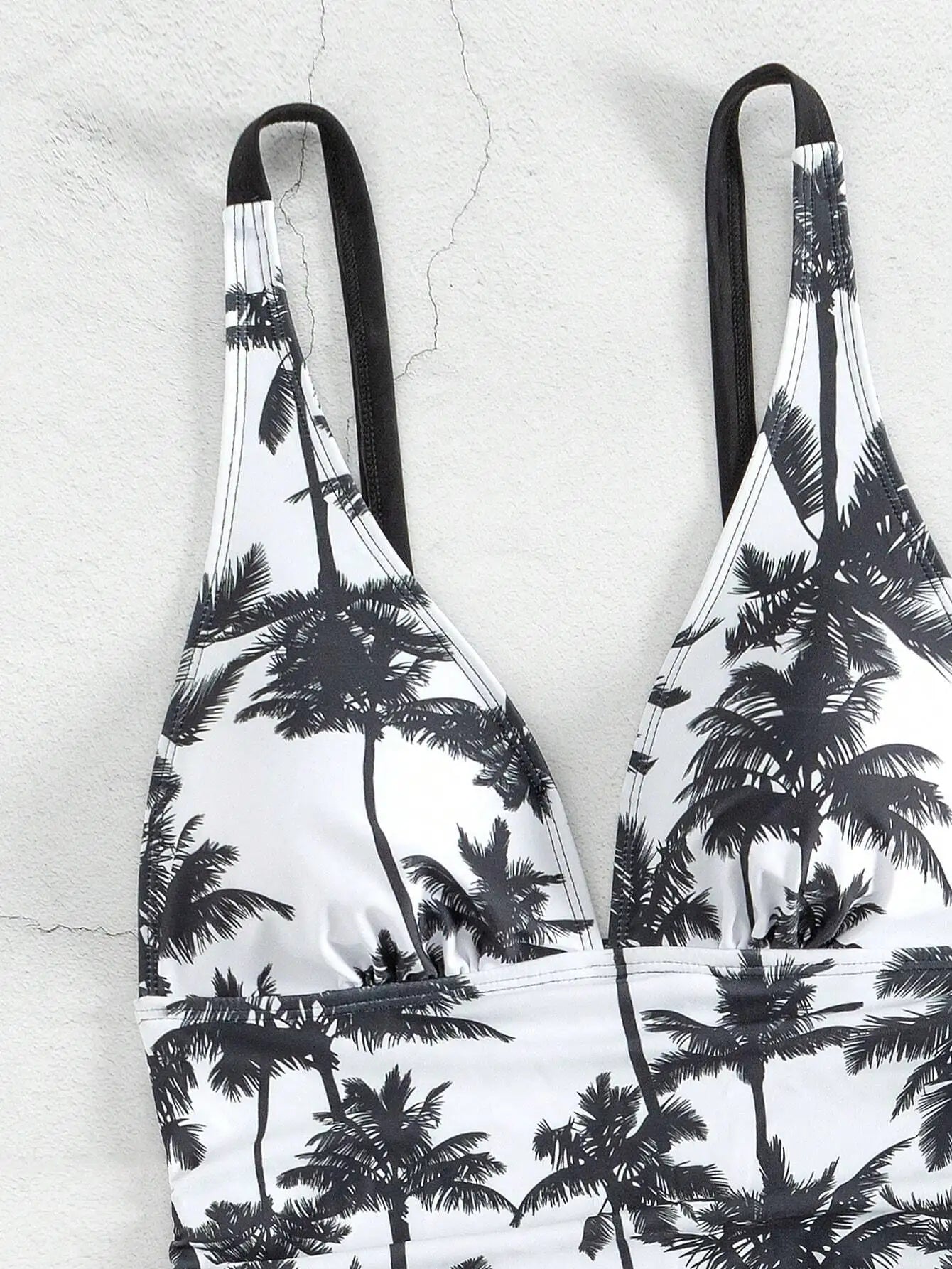 2 Piece Tankini Swimsuit Set Palm Print High Waisted Bikini Beach Vacation Swimwear