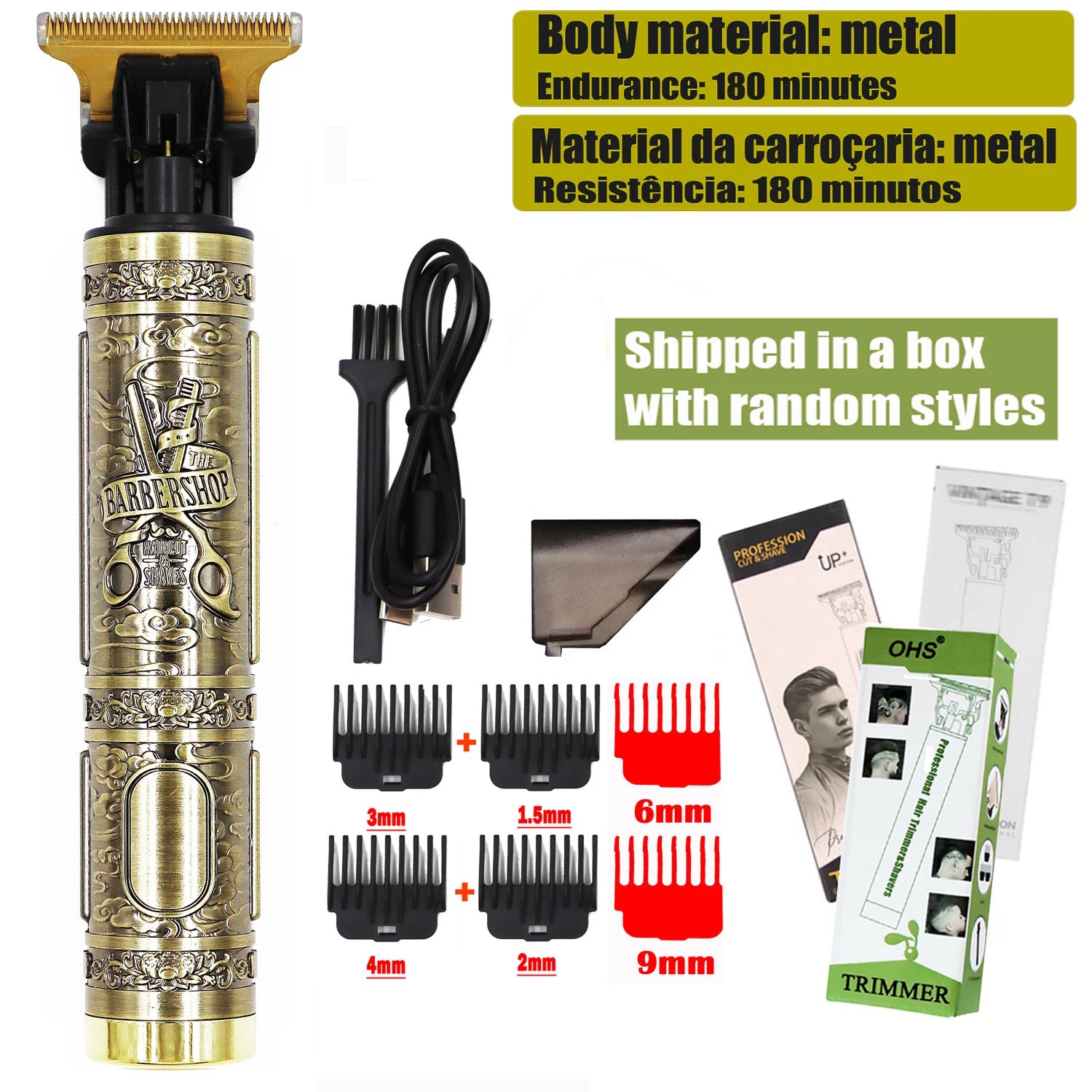 OHS Rechargeable  Vintage T9 Cordless Hair Cutting Machine Electric Shaver For Man Hair Clipper Barber Trimmer Beard Razors