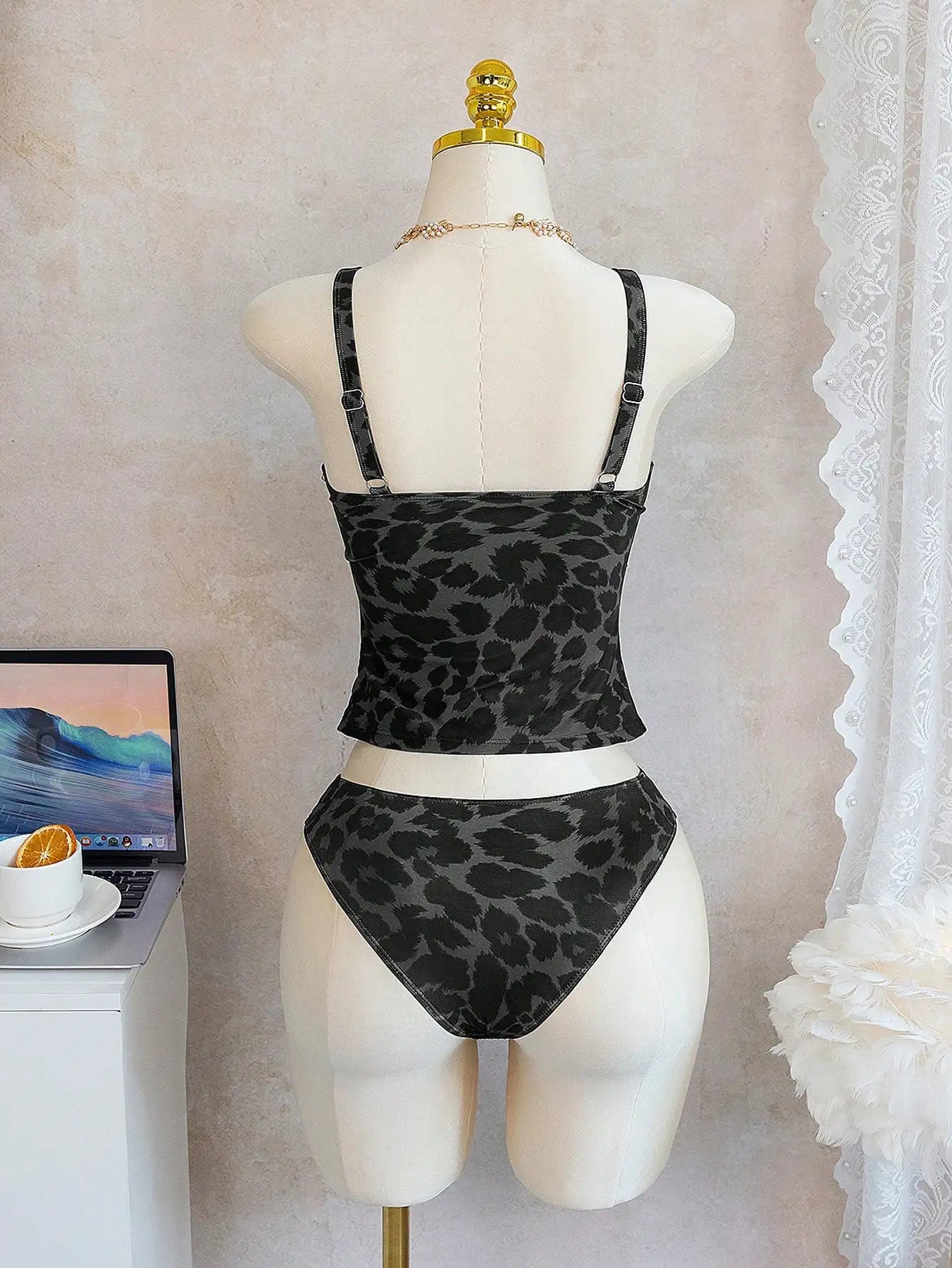 Women's Leopard Print V-Neck 2-Piece Bikini Set For Beach Pool Party