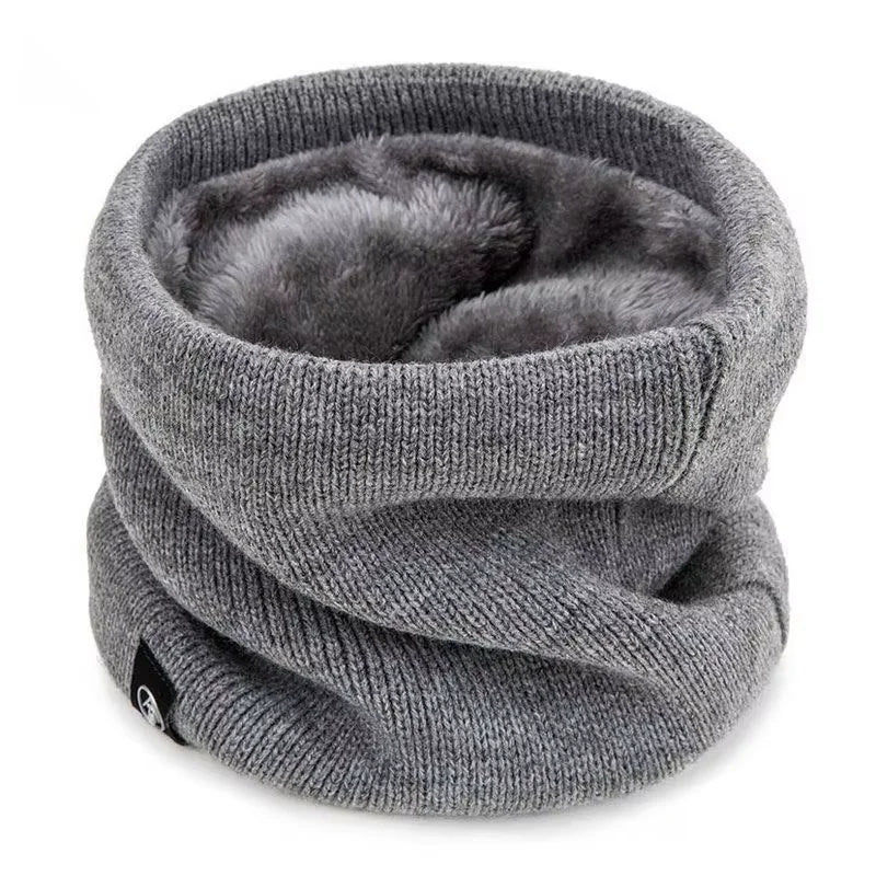 Warm Knitted Scarf Thickened Plush Windproof Winter Neck Gaiter Cold-proof Outdoor Sport Skiing Running Men Women Tube Scarf
