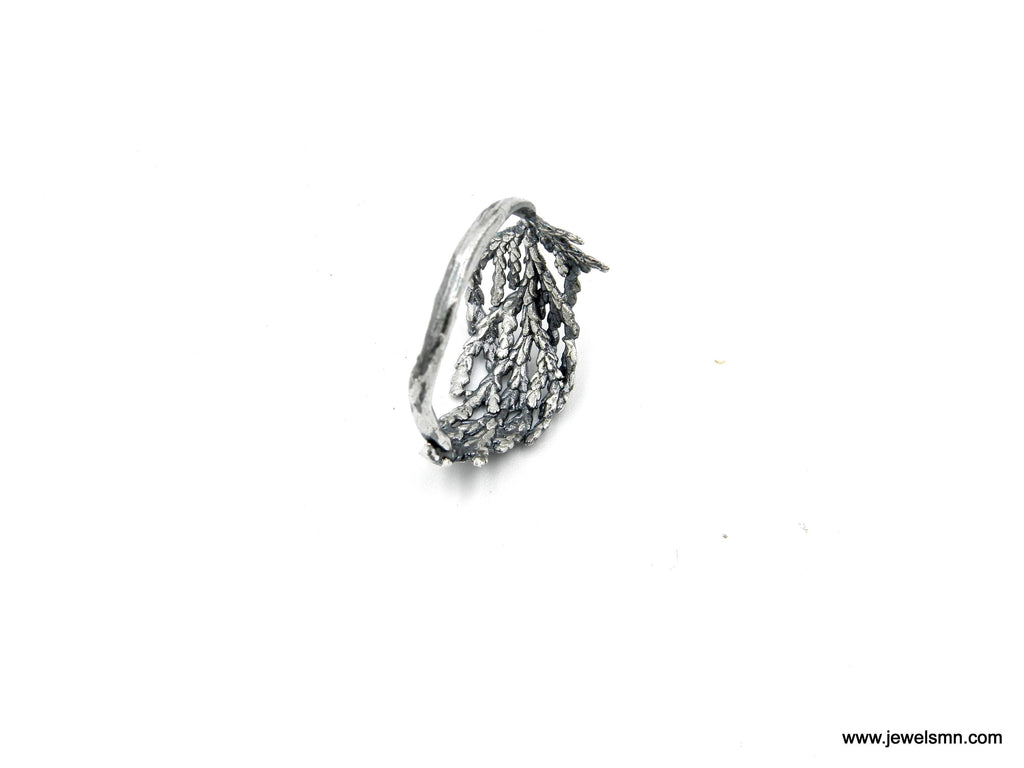 Silver Cypress Ring, Sterling Silver Jewelry, Silver Ring, Cypress Leaf Band, Gift for Her, Birthday Gift for Women, Handmade Jewelry