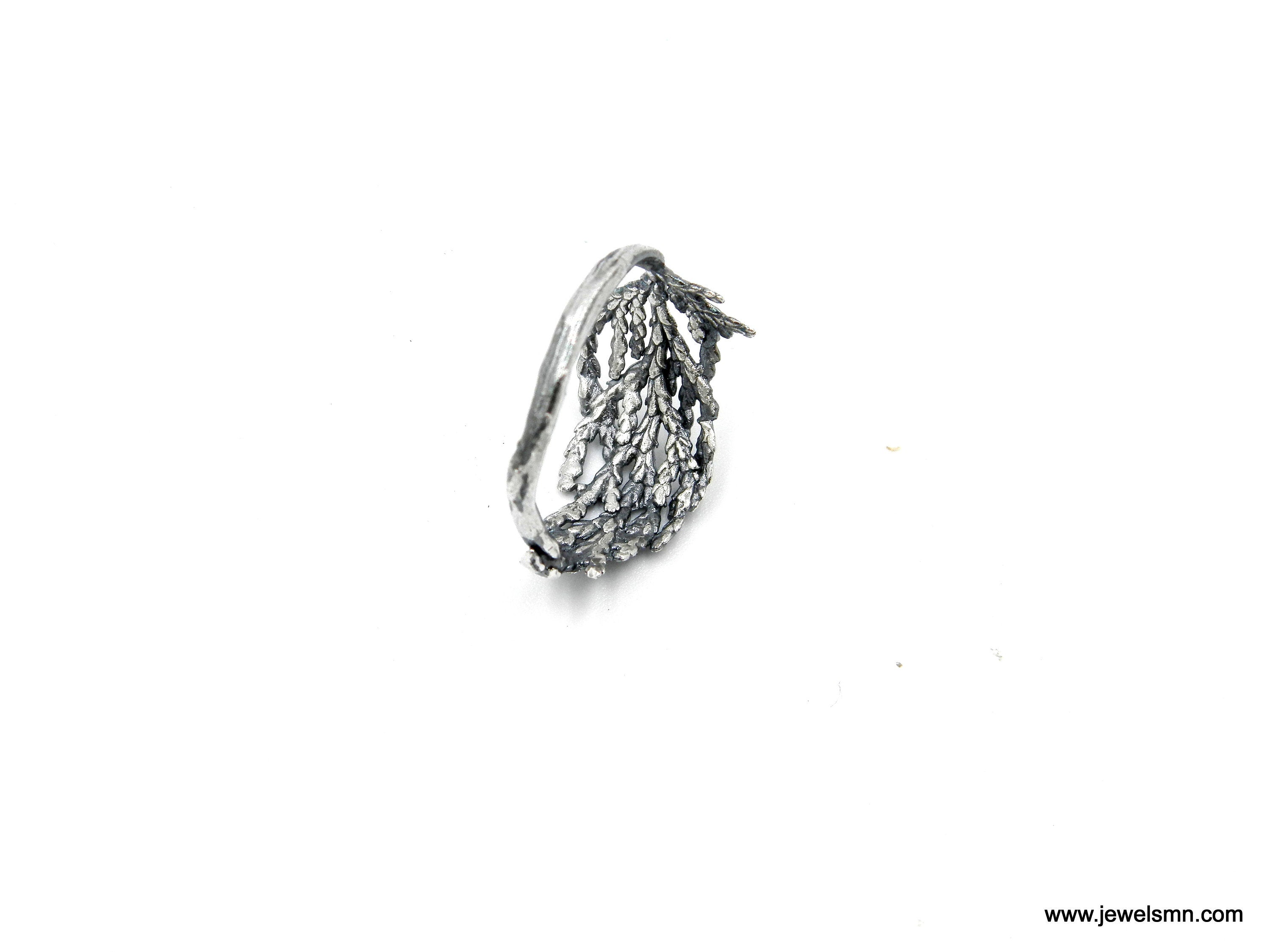 Silver Cypress Ring, Sterling Silver Jewelry, Silver Ring, Cypress Leaf Band, Gift for Her, Birthday Gift for Women, Handmade Jewelry